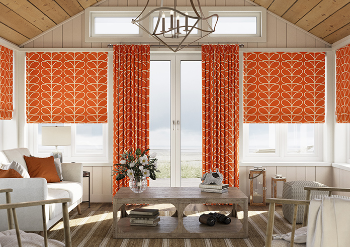 Orla Kiely Jumbo Linear Stem, Persimmon - Made to Measure Curtains - Image 3